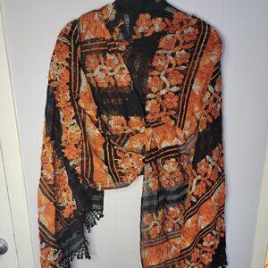 Black and Orange Lace Table Runner/Shawl